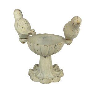 Cast Iron Bird Bath Garden Statue Mini Farmhouse Trinket Ring Dish Table Top